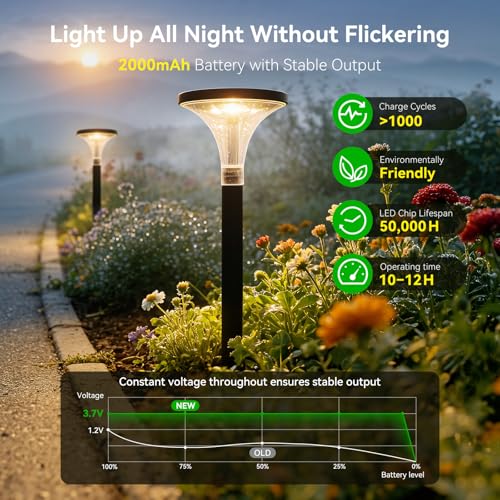 TuyLuxe 200 Lumens Extra Bright Solar Lights for Outdoor Garden Standing, 3000 K Warm White Solar Lights with 2000 mAh Battery, Garden Decoration with IP65 Waterproof for Outdoors, Patio, Balcony