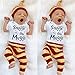 3PCS Newborn Baby Boy Top Rompers+Pants Leggings+Hat Cotton Striped Outfits Clothing Sets(6-9Months)