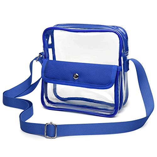 iSPECLE Clear Purse Stadium Approved, Clear Bag Approved for NFL, PGA, NCAA, Adjustable 4.92ft Shoulder Strap for Crossbody Bag, Blue