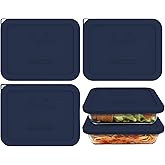 Sophico 3-Pack Silicone Lids for Pyrex Freshlock & SNAPWARE 6/8-Cup Glass Bowls (7211R/8608) - Airtight, Leakproof, Freezer/Dishwasher/Microwave Safe Replacement Rectangle Covers