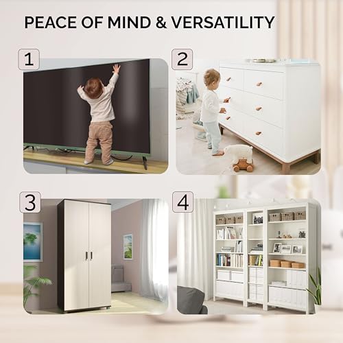 Family Care TV Safety Straps 4 Pack+Gift Metal Furniture Straps for