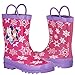 Disney Kids Girls' Frozen Anna and Elsa Character Printed Waterproof Easy-On Rubber Rain Boots (Toddler/Little Kids)