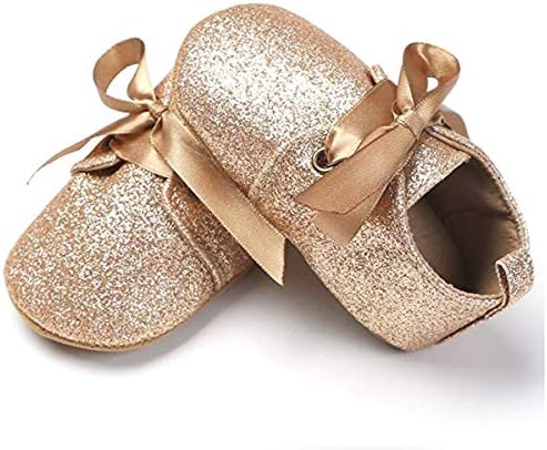 Baby Girls Toddler Shiny Pattern Shoes Leather Bling Shoes Anti-Slip Soft Sole Bowknot Party Wedding First Walking Shoes