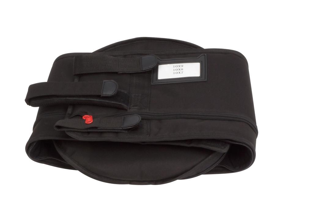 Gibraltar 10-Inch Mounted Tom Drum Bag - Folds Flat, Easy Storage, Red Zippers & Handles