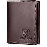 LEBULLBRO Genuine Leather Bifold Wallet RFID Blocking Wallet Large Capacity Purse Credit Card Holder for Men with 15 Card Slots (Coffee)