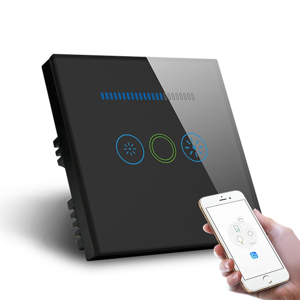 1 Gang Glass Panel Dimmer Light Switch UK Standard Crystal Remote Touch Dimmer Switch LED Backlight AC110-240V