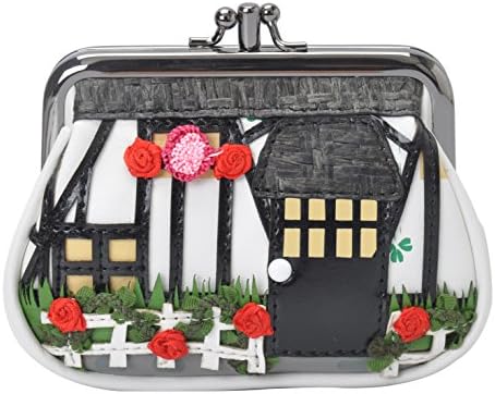 Vendula London Women Designer Clipper Thatched Roof Cottage Coin Purse - White