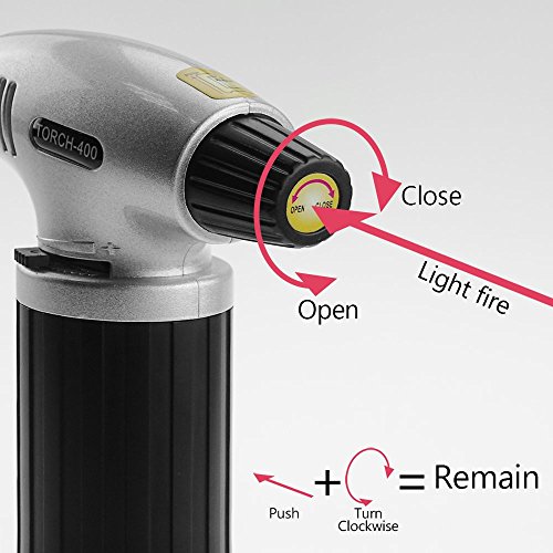 MUSCCCM Kitchen Blow Torch(with Peeler)Kitchen Butane Culinary Torch Chef Cooking Torch Refillable Adjustable Flame Lighter with Safety Lock for DIY,Desserts,Barbecue,Camping,Soldering,NO GAS