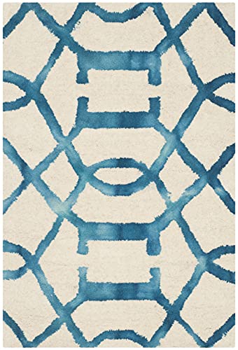 SAFAVIEH Dip Dye Collection 2' x 3' Ivory / Turquoise DDY712H Handmade Premium…