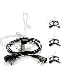 Auricular de radio, 2 pines, (paquete de 4), tubo acústico oculto, auricular Walkie Talkie con micrófono PTT, auricular Walkie Talkie para Kenwood Baofeng Puxing Wouxun.