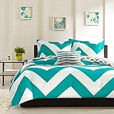 Case Andrea Milano Reversible Zig Zag Chevron Print Queen Comforter Set - Black / Grey