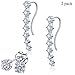 Drop Earrings Set White Gold 925 Silver Plated Rhinestone Stud Ear Cuffs for Women Zircon 2 Pack (Set1)