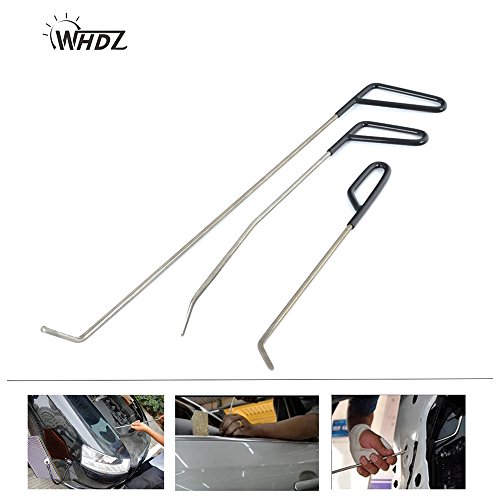 WHDZ 3Pcs Professional PDR Rods Set Auto Body Paintless Dent Repair Tool for Hail Damage Door Dings Removal PDR Rods Tips Kit Sets