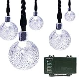 Lalapao Globe Battery Operated Timer String Lights 30LED Bubble Crystal Ball Fairy Christmas Lighting Decor For Outdoor Indoor Garden Patio Wedding Decorations (White)