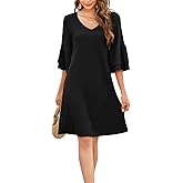 Gracyoga Women's 2023 Summer Dress Sweet Cute V-Neck Ruffle Bell Sleeve Flowy Dress Shift Mini Dresses