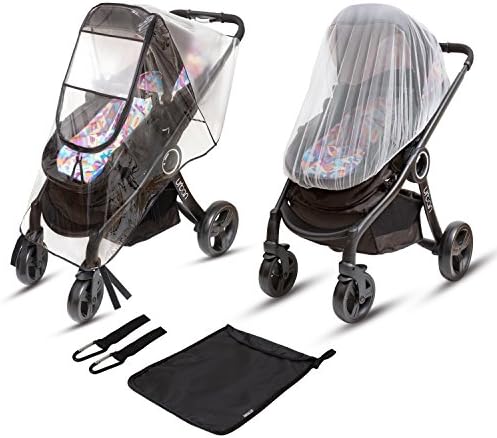 Ritmart Stroller Rain Cover Universal + Mosquito Net + Hook Set (Pack of 2) || Exclusive Baby Travel Accessories