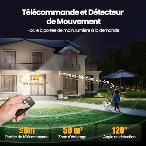 TECKNET Outdoor Solar Light, 546 LED, Powerful 300° Lighting, IP66 Waterproof, Outdoor Solar Motion Detector Light with Hooks, Ideal for Garden, Garage and Patio