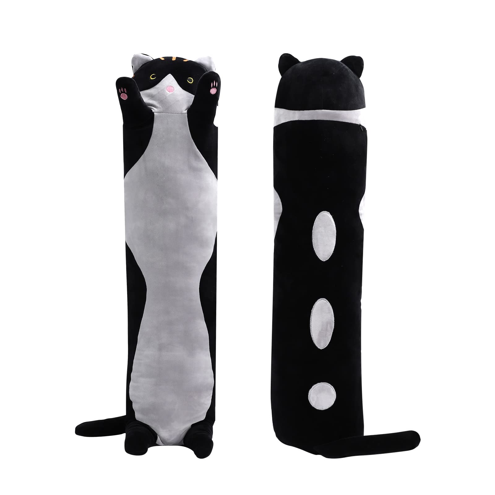Photo 1 of shangman Lovely Plush Cat Doll - Cute Cartoon Soft Stuffed Kitten Pillow, Long Throw Sleeping Pillow, Valentine’s Day Gift for Kids & Girlfriend (Black, 50cm/19.6in)