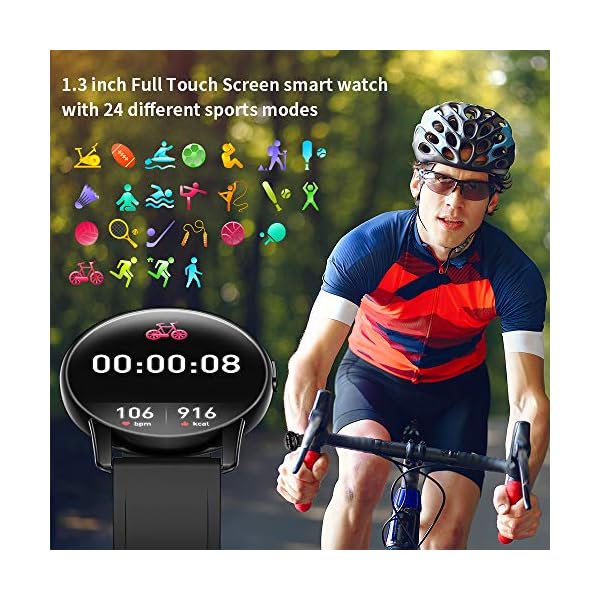 LEMFO Smart Watch For Men, Full Touch Screen With 24 Sports Modes Smartwatch, Heart Rate Monitor Blood Pressure Sleep…