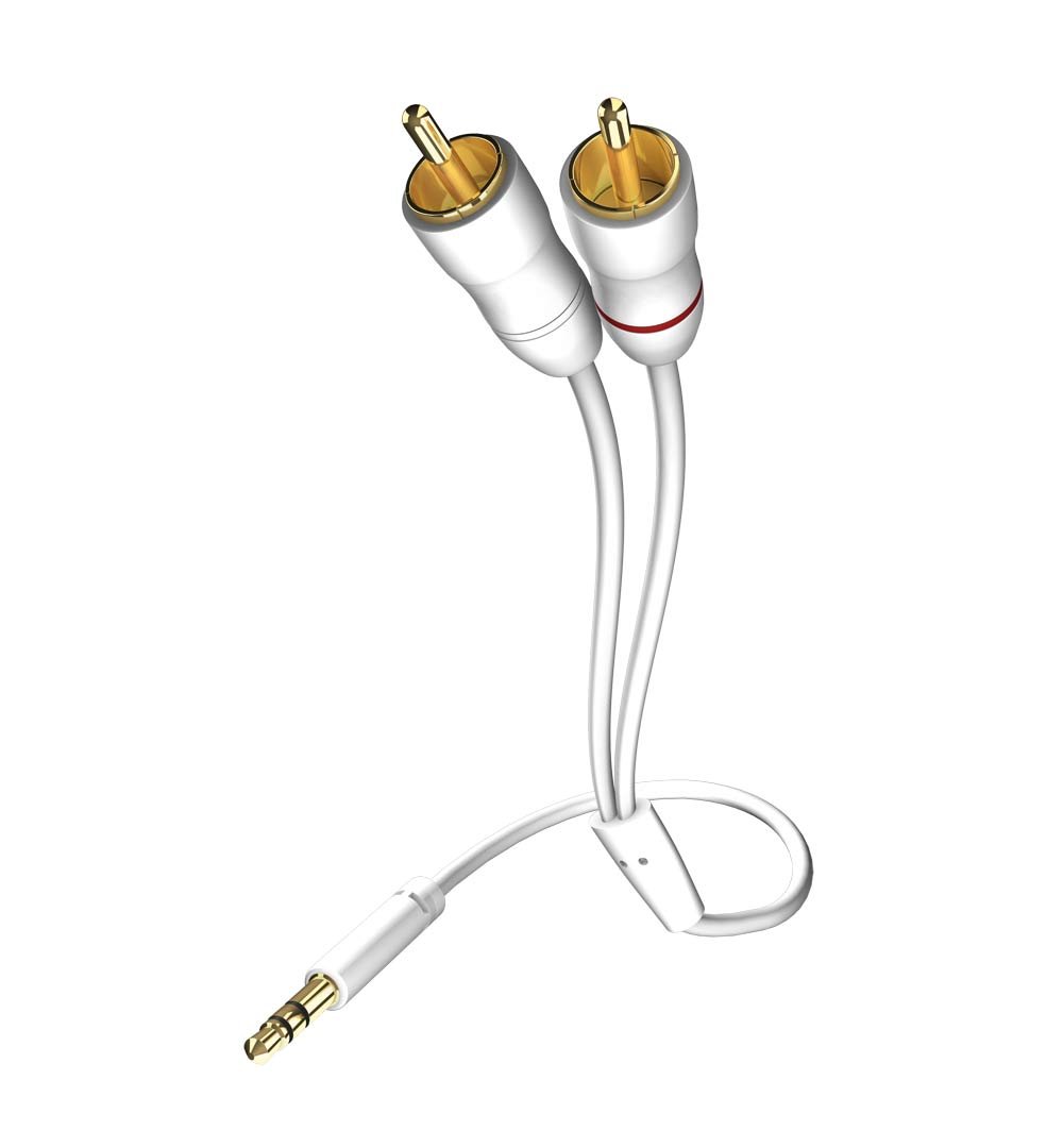 in-akustik Star MP3 Audio Cable 3.5 mm Jack to 2 x RCA 0.5 m White