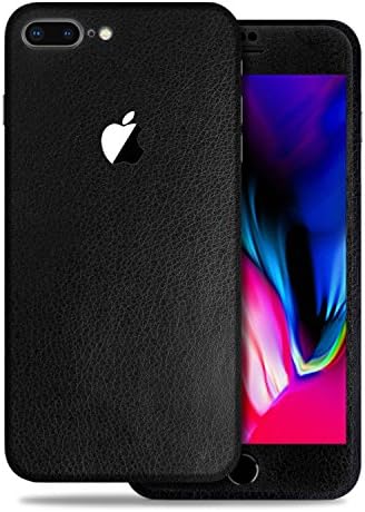 TortugaAmor Apple iPhone 8 Plus Anti-Scratch Vinyl Skin, Black Leather Texture Protective Vinyl Skin Cover Wrap Sticker Skins 10pack [ 1 Back, 3 Top, 3 Bottom, 3 Camera ]