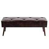 Furniliving 44 Inch Tufted Leather Bench, Footrest