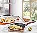 Saflon Titanium 11-Inch Crepe Pan, Forged Aluminum with 3-Layer Non-Stick PFOA Free Scratch-Resistant Coating from England, Dishwasher Safe (Red)