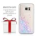 Galaxy S7 Edge Case, Wuloo Samsung Galaxy S7 Edge Soft TPU Case Fashion Creative Design Flowing Liquid Floating Luxury Bling Glitter Sparkle Love Heart Case Cover for Girls Children (PinkBlue)