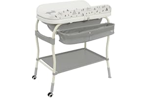LiftNest 2-in-1 Baby Bathtub with Changing Table and Stand, Storage Basket and Tray, Waterproof Design, Adjustable Height, Wa