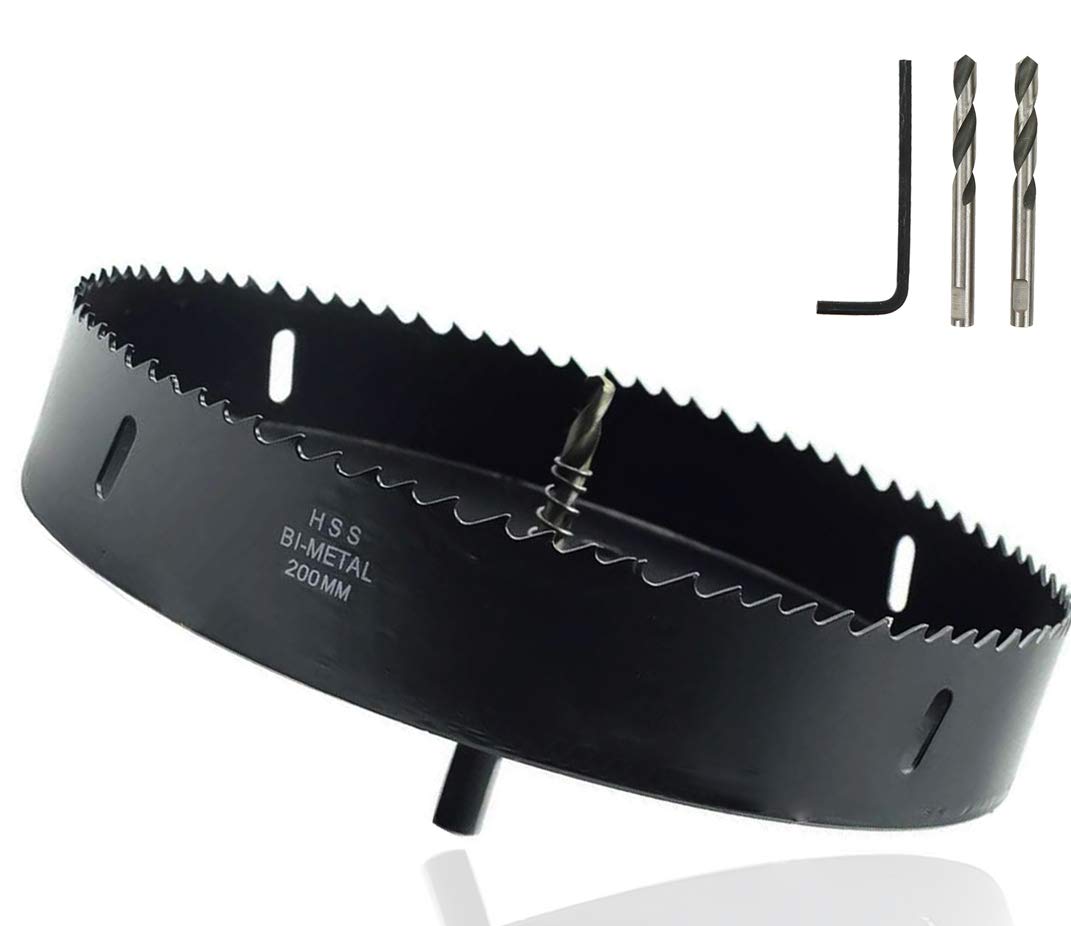 Rannb Hole Saw BI -Metal Hole Cutter 200mm/7.9" Cutting Dia for Wood, Plastic and Fiberboard