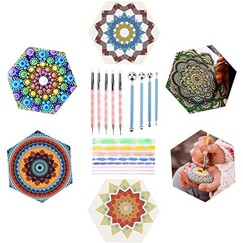 Dotting Tools for Painting Rocks Variety Mandala Stones Dotting Tools Set with Reusable Stencils for Road Camping¡­