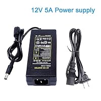 AC 100V-240V To DC 12V 5A US Plug Switching Power Supply Adapter For PC Power Cord RGB LED strip Light LCD Monitor DC Converter Power Transformer DVR NVR Security Cameras System CCTV Accessories