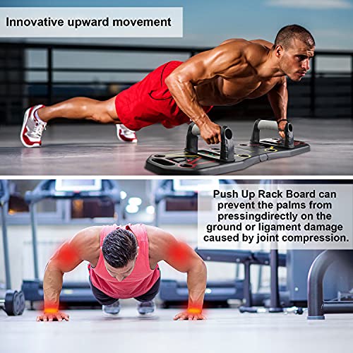 Push up Board, Liegestütze Brett faltbar mit Handgriff und Kordelzug, Multitrainer Liegestütz, tragbarer Multifunktionales Fitnessgeräte Zuhause für Männer Frauen Muskeltraining Fettabbau Training