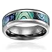 Cavalier Jewelers 8MM Comfort Fit Titanium Wedding Band | Engagement Ring with Abalone Shell Inlay | Beveled Edges