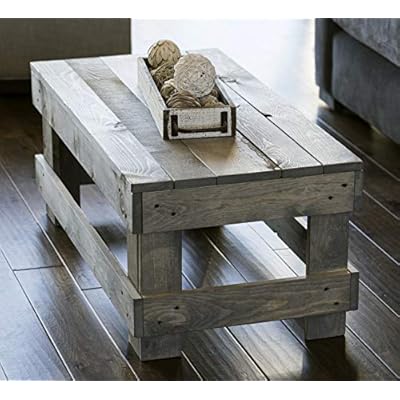 del Hutson Designs Landmark Natural Solid Pine Wood Rustic Contemporary Farmhouse Decor Style Living Room End Table or… 51eVV4n7UfL