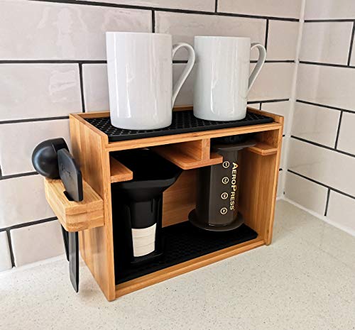 Hexnub Organizer for Aeropress Coffee Maker Premium Bamboo Stand Caddy Station Holds Aeropress Coffee Maker Filters Cups Accessories with Silicone Dripper Mat Hexnub Organizer for Aeropress Coffee Maker Premium Bamboo Stand Caddy Station Holds Aeropress Coffee Maker Filters Cups Accessories with Silicone Dripper Mat