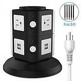 Surge Protector, FlePow 6-Outlet Power Strip Charging Station with 4-Port USB Charger for iPhone, iPad and Others (Including 5 Pcs Reusable Fastening Cable Ties)