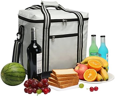YONOVO 26L Large Waterproof Insulated Cooler Bag Picnic Tote with Food Grade Compartment for Camping, BBQ, Beach, Travel, Fishing (Ivory-1)