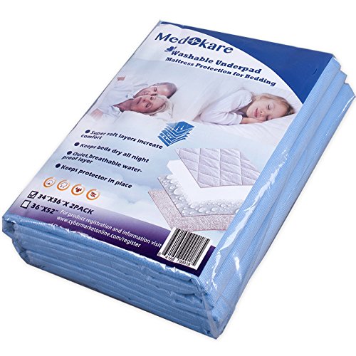 Medokare Bed Pads Bedwetting Underpads -1500ml Large Waterproof Mattress Protector for Incontinence, Hospital Washable Underpad for Kids Elderly Adults, Bed Mat Sheet (36x52-3pack)