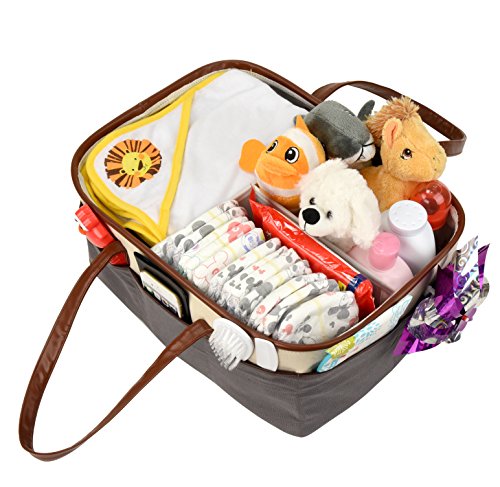 Baby Diaper Caddy Organizer Bag: Cotton Baby Tote for Travel and Nursery Storage