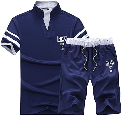 Jmwss QD Men Short Sleeve Tops and Shorts 2 Piece Set Tracksuit