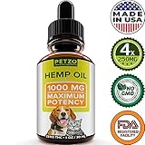 Hemp Oil for Dogs and Cats - 1000mg - Premium Hemp Extract - Advanced Formula - Grown & Made in USA - Omega 3, 6 & 9 - Supports Hip & Joint Health, Natural Relief for Pain, Separation Anxiety