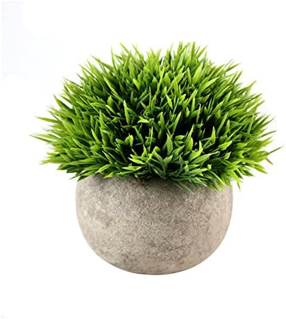 HNXZL Mini Artificial Plastic Fake Green Glass Flowers with Pots for Home Decor
