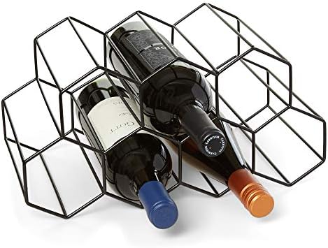 Countertop Wine Rack 9 Bottle Wine Holder For Wine Storage No Assembly Required Modern Black Metal