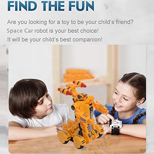 YARMOSHI- Remote Control Car Robot Toy. 1 Button Does Battle Dances, Flashing Lights, 8.7x5.3x4.3 Inches. RC Toy for Kids 4+. (Yellow) - Thumbnail 7