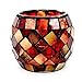 AWEVILIA Handmade Red Orange Mosaic Glass Bowl Candle Holders Votive Tealight Candleholders Home Decor Christmas Party