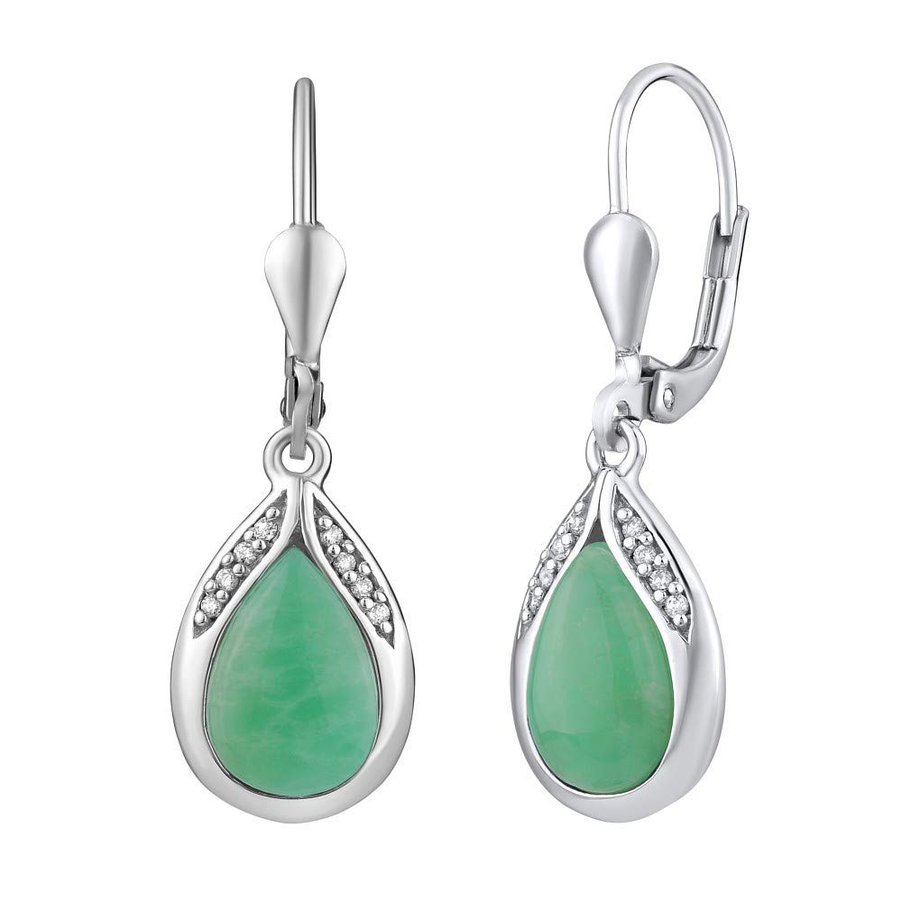 SILVEGO - JST13327JAE - Women 925 Sterling Silver Earrings with Genuine Natural Jade