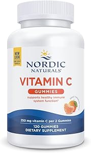 Nordic Naturals Vitamin C Gummies, Tart Tangerine - 120 Gummies - 250 mg Vitamin C - Immune Support, Antioxidant Protection, 