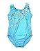 Ephex One-piece Sparkle Dancing Gymnastics Athletic Leotard for Little Girl, Blue-stripe, 8-9T