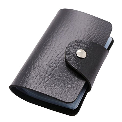 Kaimao Unisex PU Leather Bank Card Package / Credit Card Holder Purse / Multi Card Organizer Wallet with Buckle Case Pocket 24 Slots - Black